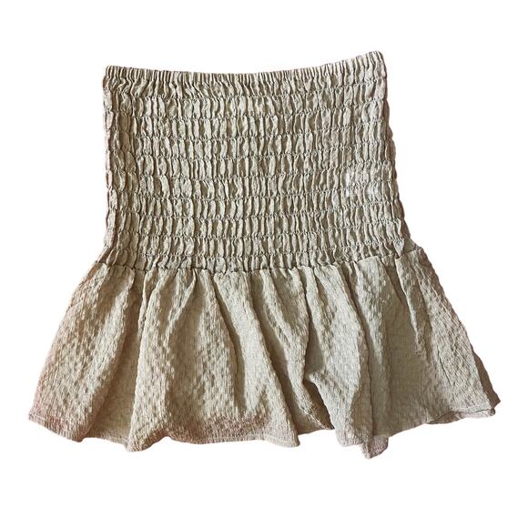 Open Edit Smocked Semisheer Miniskirt Tan Size XS - Picture 4 of 6